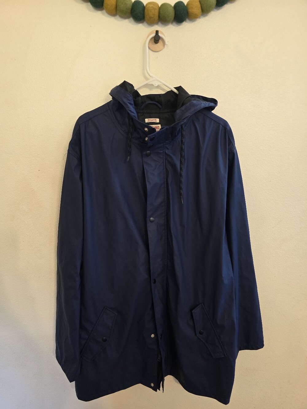 Mossimo Supply Co Women’s Raincoat Trench Jacket Size L Navy Blue Hooded